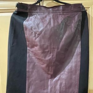 Leather and fabric skirts with side buckle accent